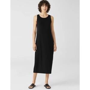 Eileen Fisher Black Stretch Jersey Tank Midi Dress Minimalist Size S